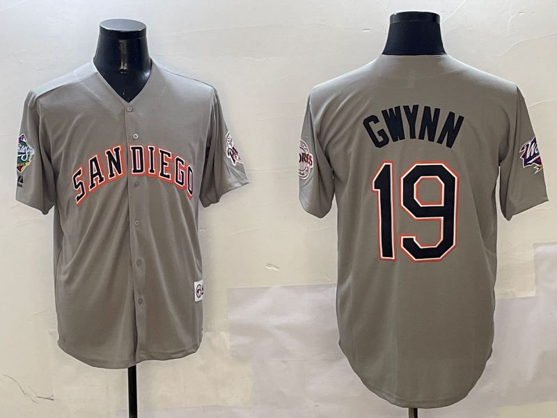 Men San Diego Padres #19 Gwynn Grey Throwback Game 2025 Nike MLB Jersey style 3121